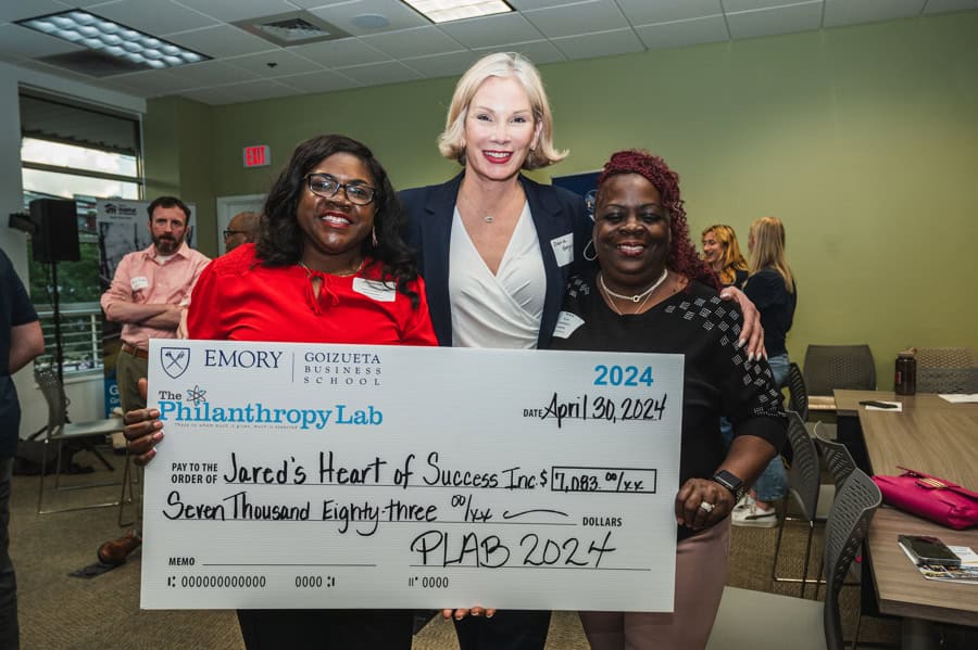 Jared's Heart of Success, Inc. receives a grant during Goizueta's 2024 Philanthropy Lab giving ceremony