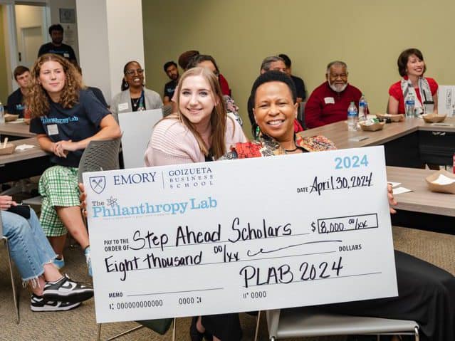 Step Ahead Scholars receives a grant during Goizueta's 2024 Philanthropy Lab giving ceremony