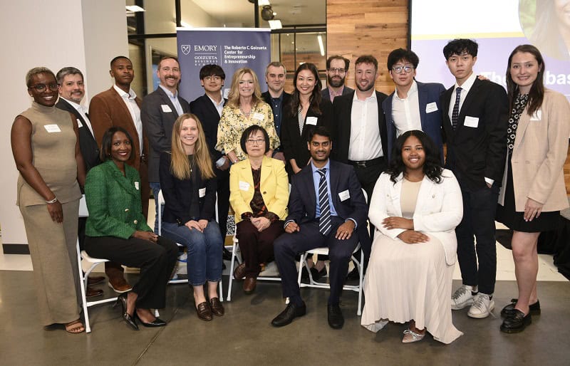 Founders from Goizueta's 2024 Startup Launch Accelerator program pose with fellows from the Center for Entrepreneurship & Innovation